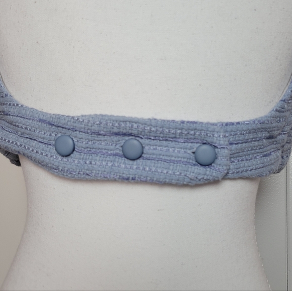 Gaala Paris Tweed Blue Bustier Cropped Bra Tank Top Button Back Dainty Chic 40 S - Picture 6 of 13